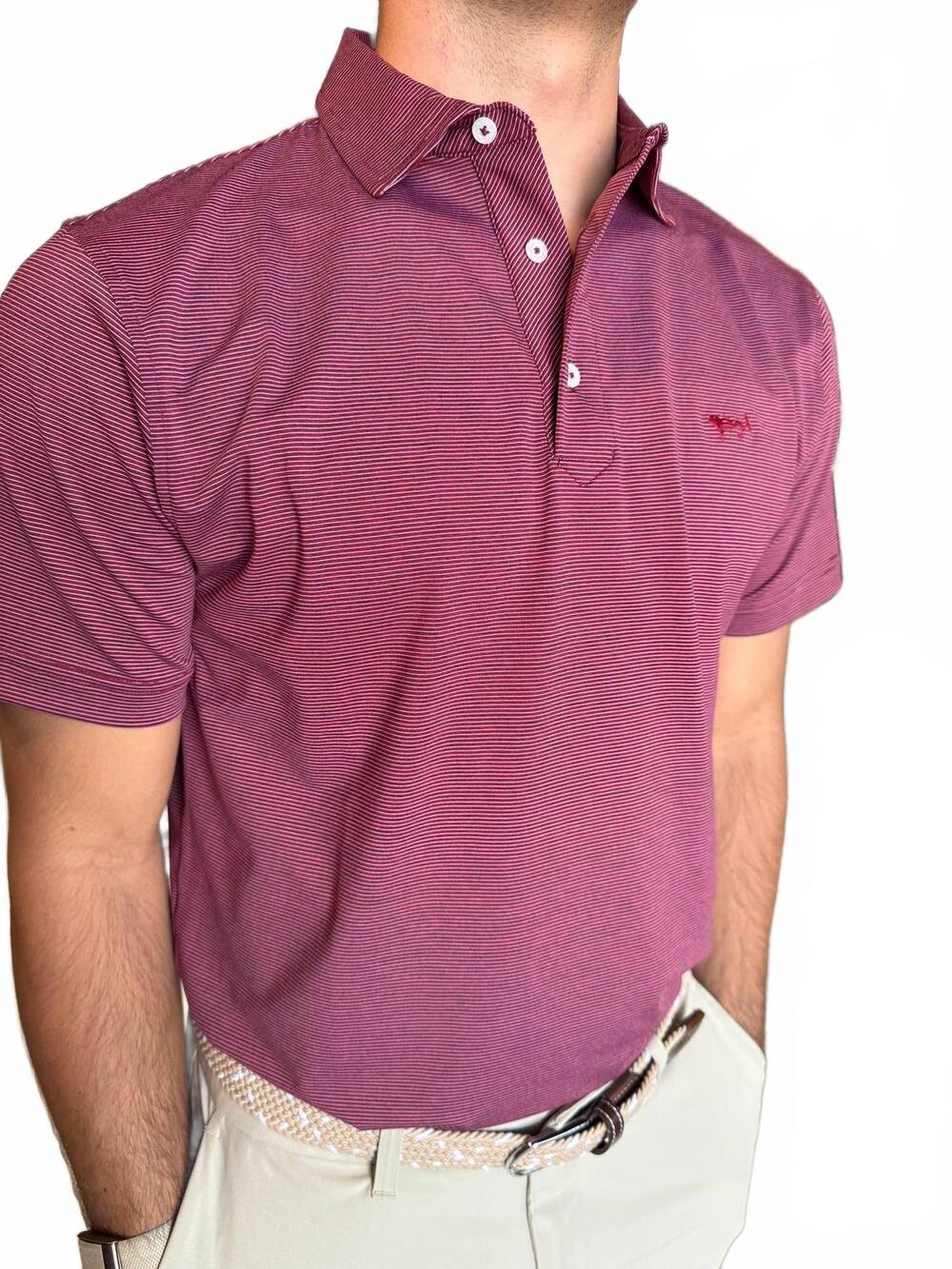 NEW COASTAL COTTON performance stripe polo in mineral